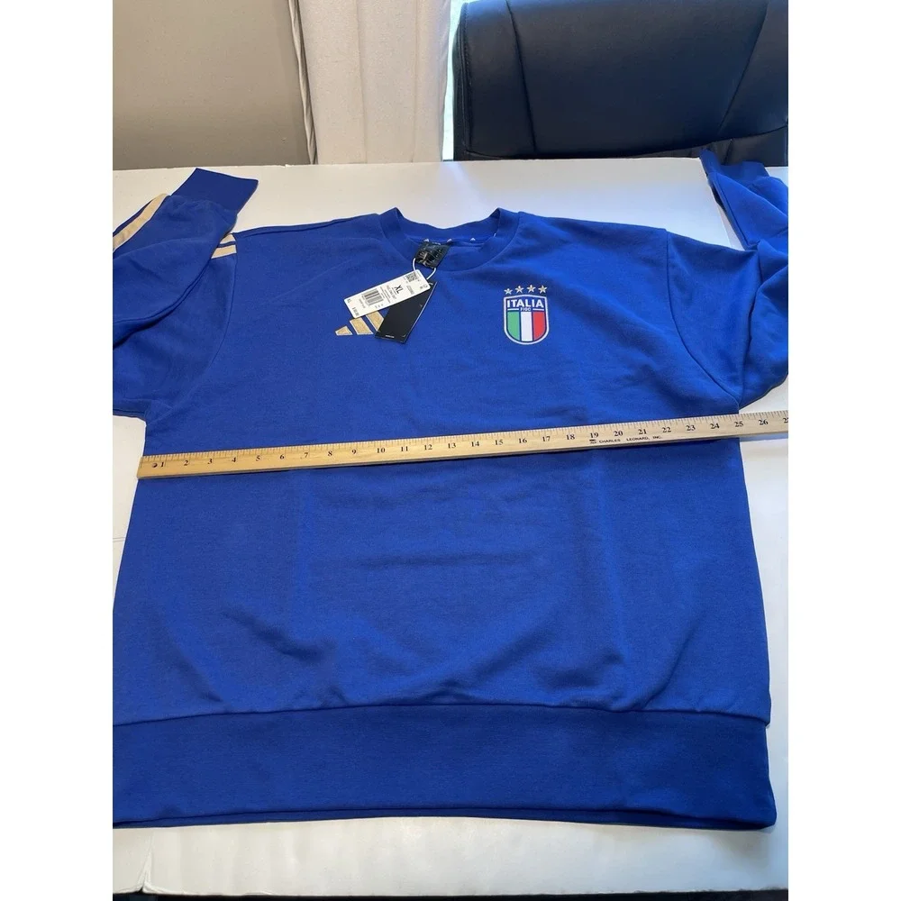 Adidas Italy Soccer Men's Crew DNA Sweatshirt Blue Size XL New